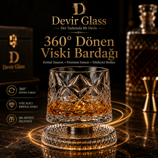 Devir Glass 360° Dönen Kristal Viski Bardağı