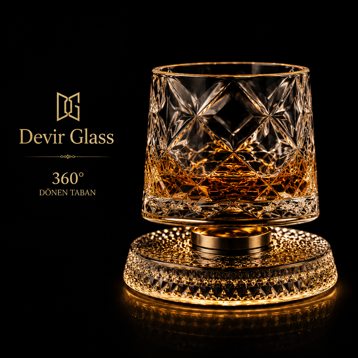 Devir Glass 360° Dönen Kristal Viski Bardağı
