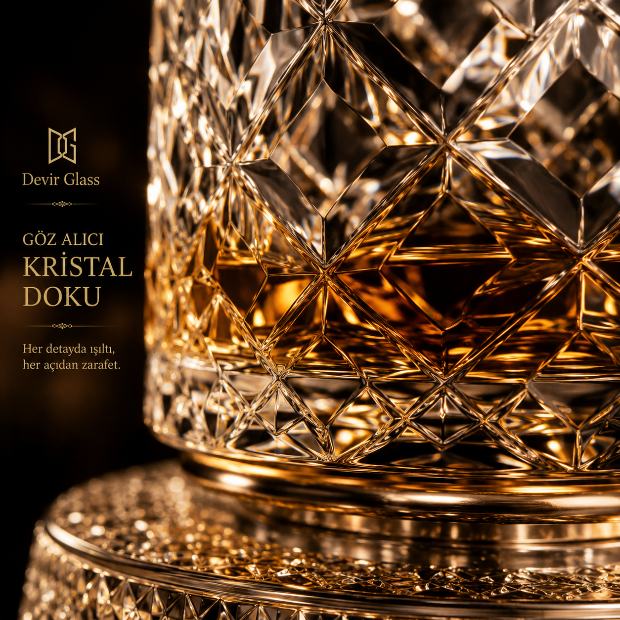 Devir Glass 360° Dönen Kristal Viski Bardağı